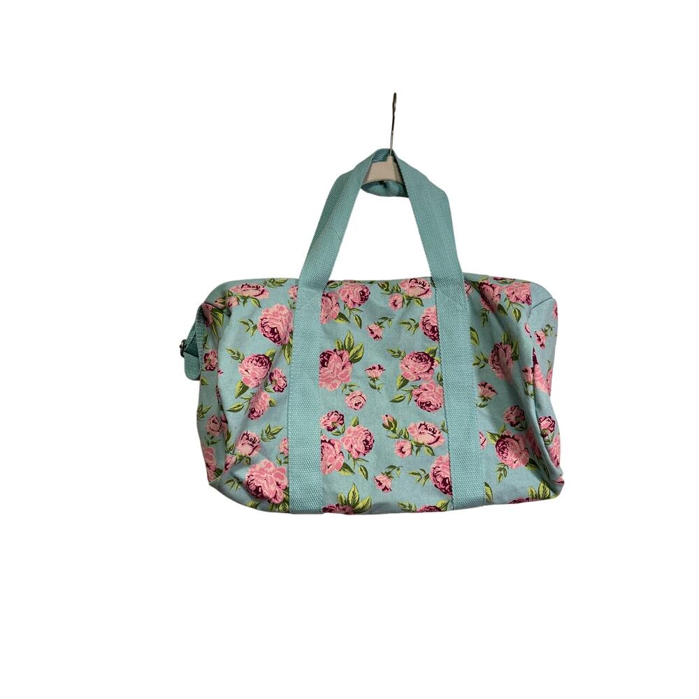 Floral Canvas Duffle Bag with Pink Roses - Picture 2 of 8